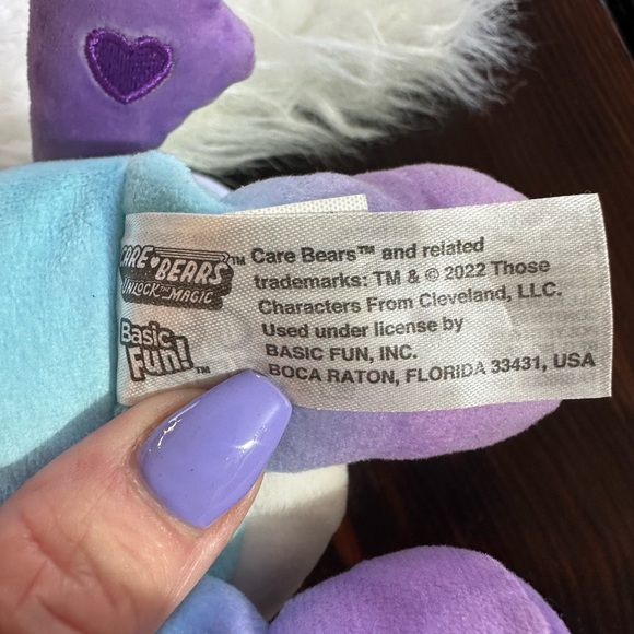 Charming Blue and Purple Stuffed Care Bear with Rainbow Heart - Picture 8 of 8